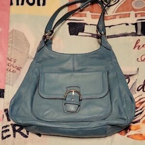 Blue Leather Shoulder Bag